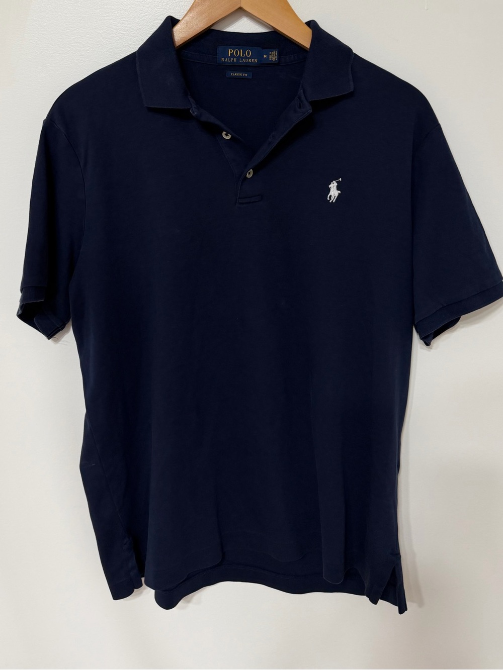 Polo Ralph Lauren Menâs M Navy Classic Fit Short Sleeve Polo Shirt Pony Soft